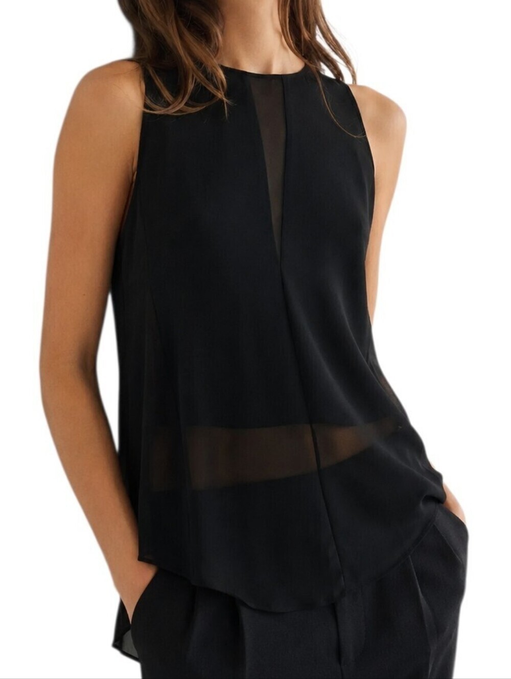 Aritzia Wilfred Ninon Silk Blouse Women Extra Small Black